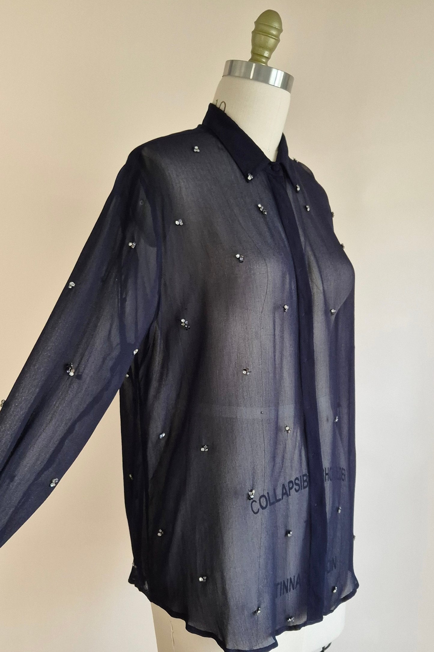 Beautiful sheer embellished shirt Size L