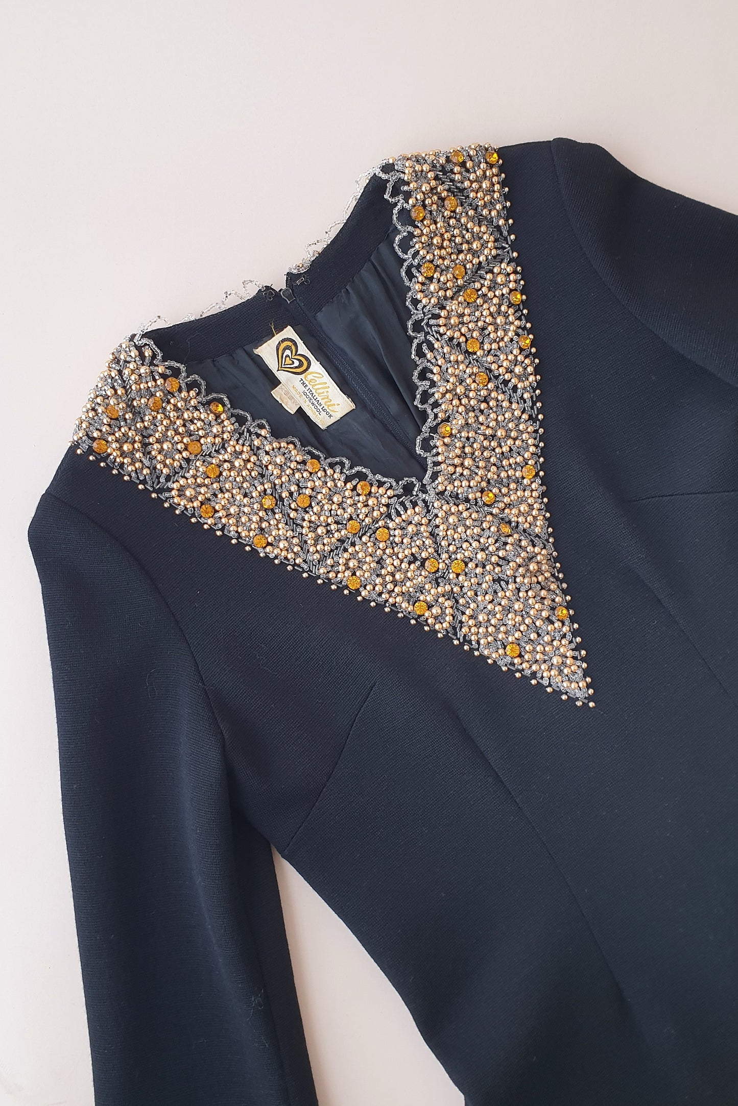 Spectacular vintage beaded wool top Size 8