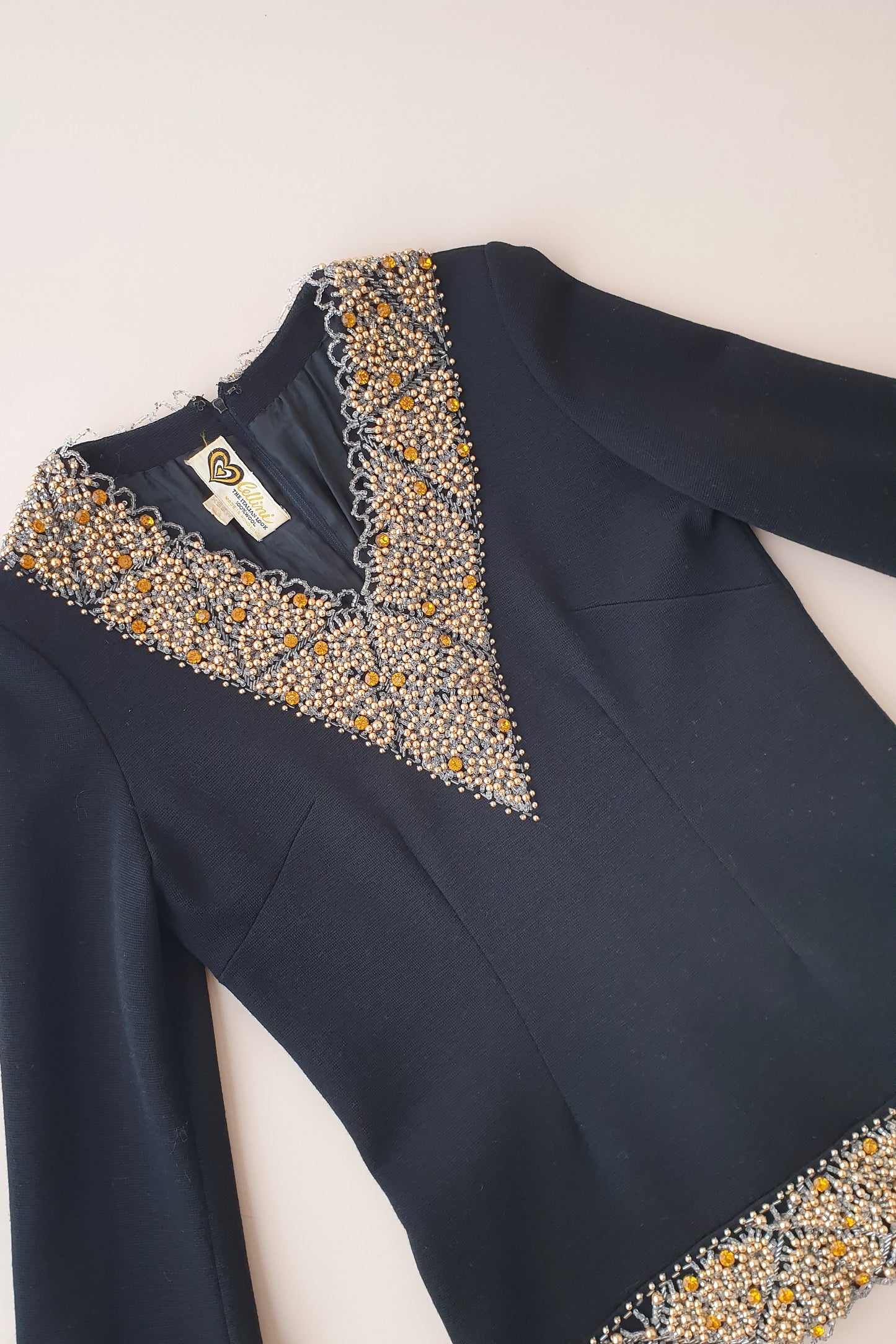 Spectacular vintage beaded wool top Size 8