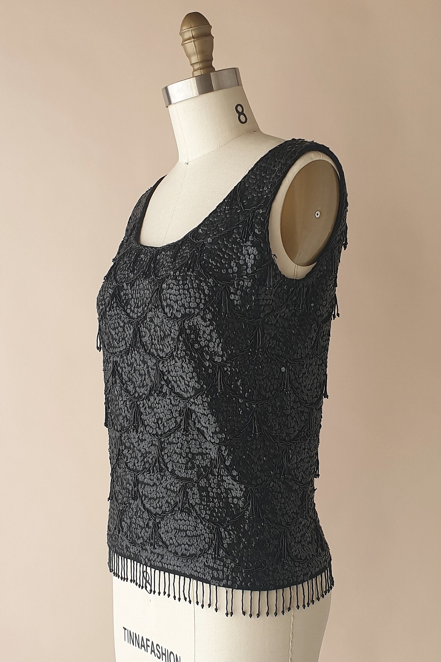 Stunning vintage beaded wool top Size XS/S