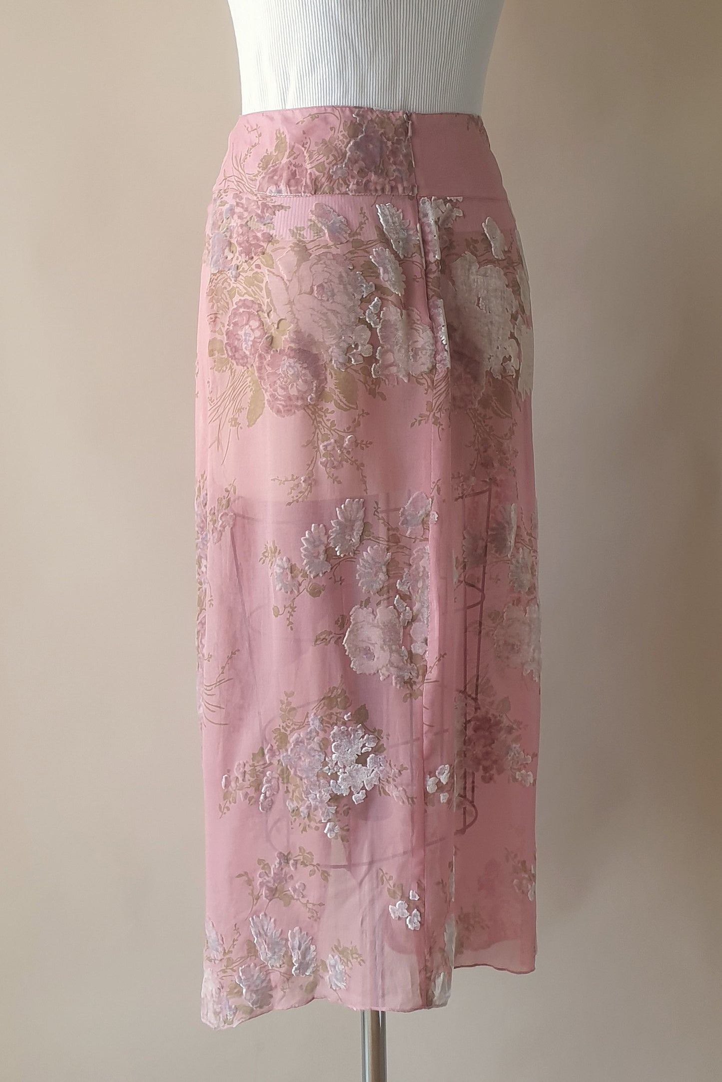 Burnout velvet silk blend skirt Size M