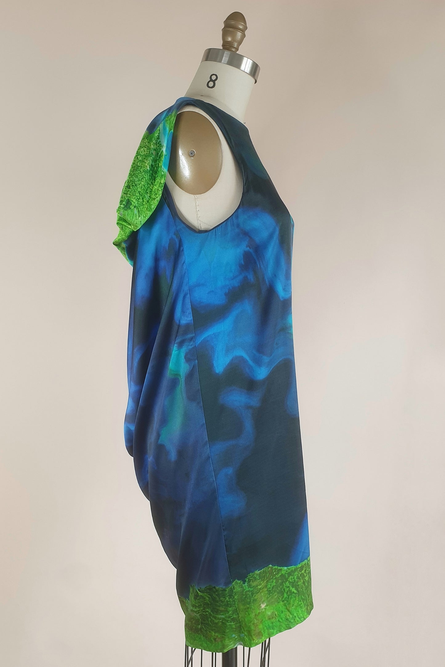 Silk watercolour drape dress Size XS/S