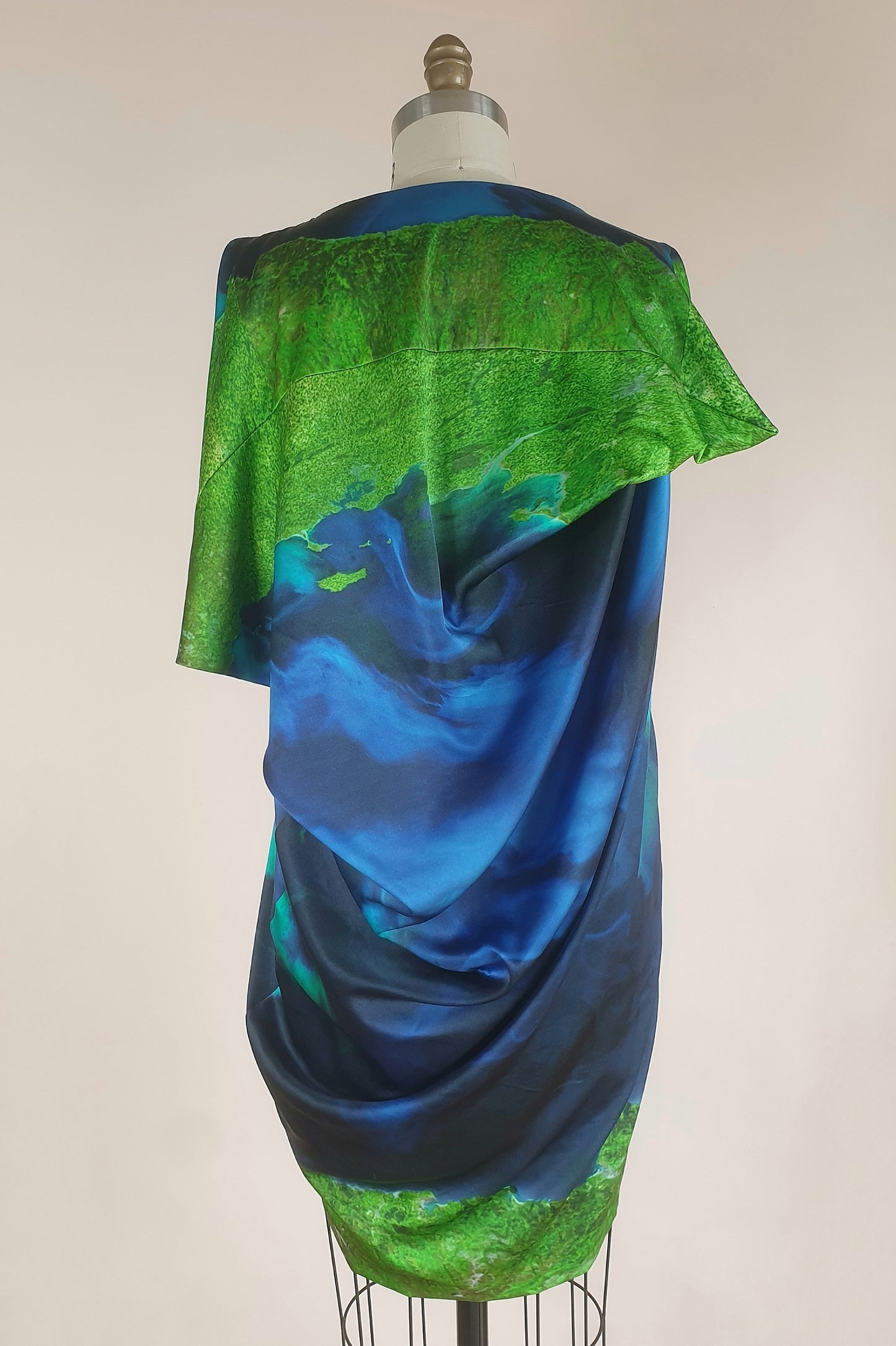 Silk watercolour drape dress Size XS/S