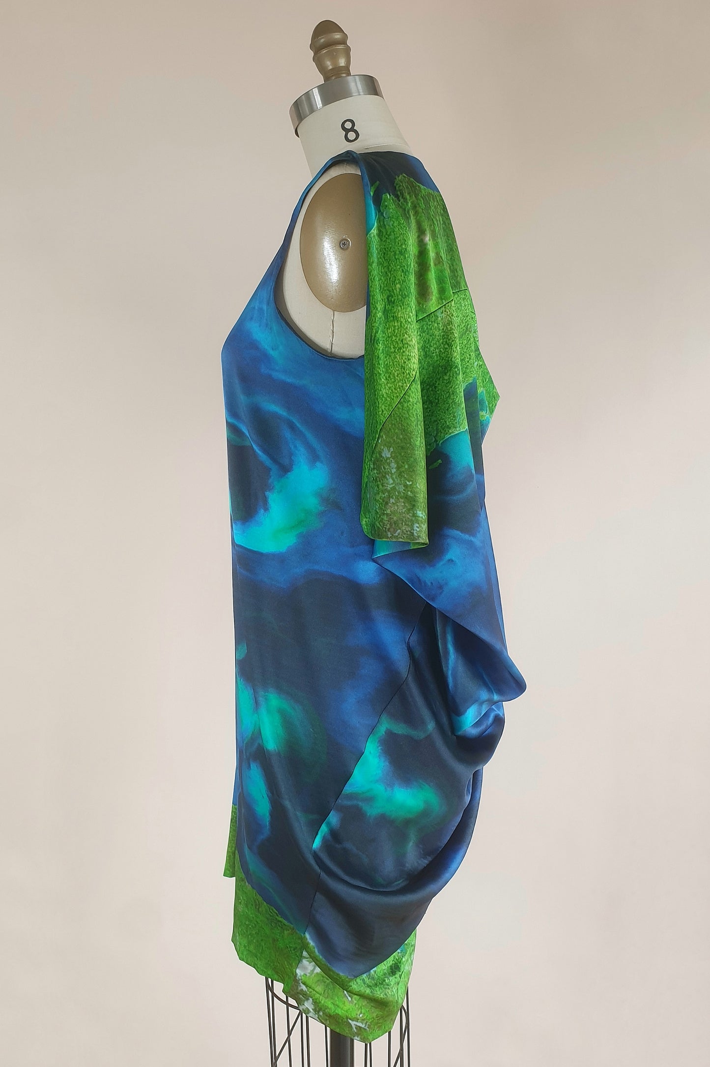 Silk watercolour drape dress Size XS/S