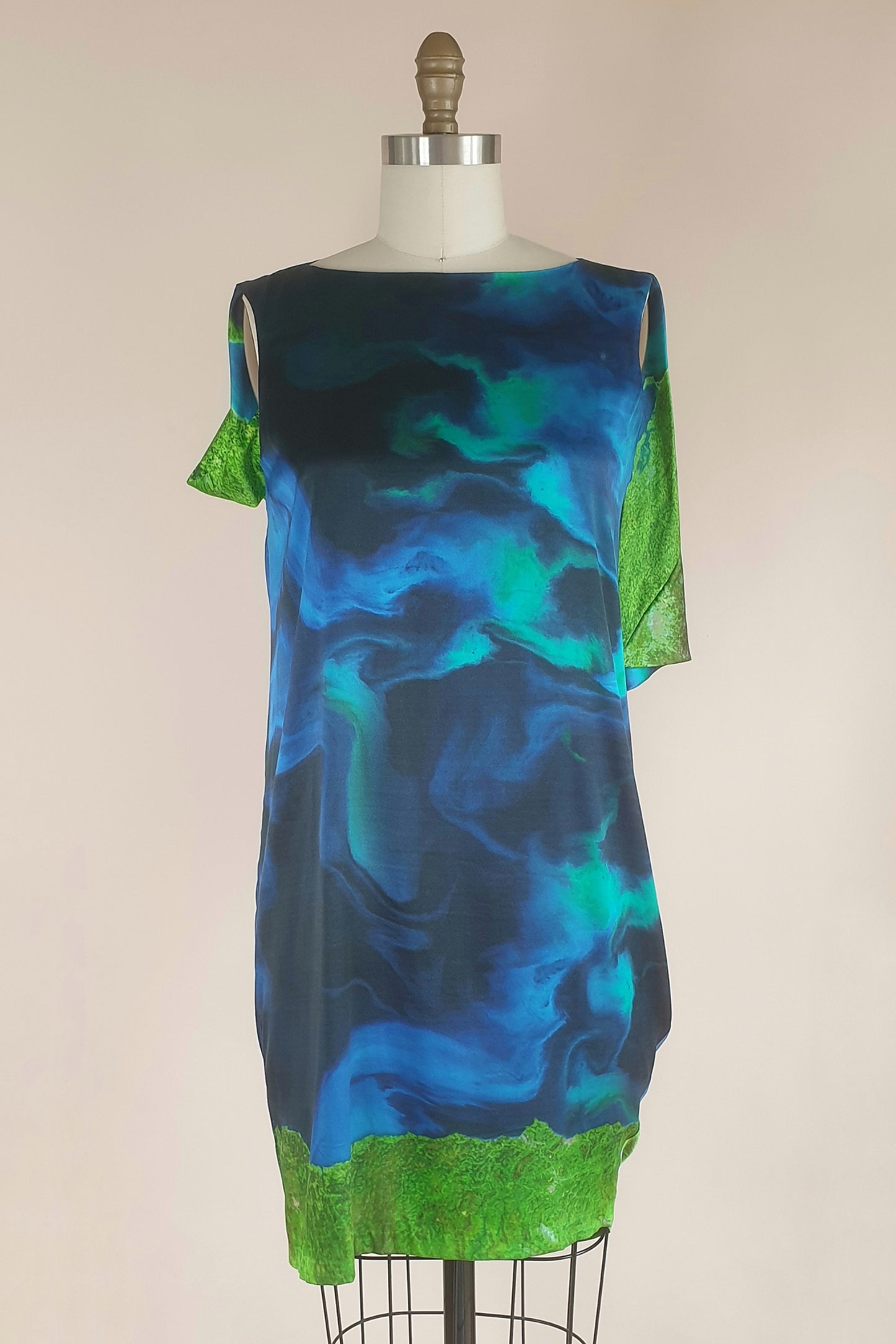 Silk watercolour drape dress Size XS/S