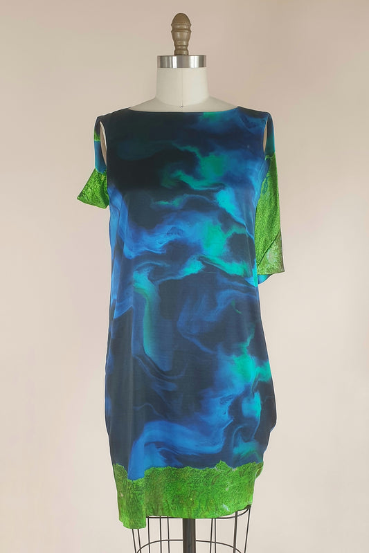 Silk watercolour drape dress Size XS/S