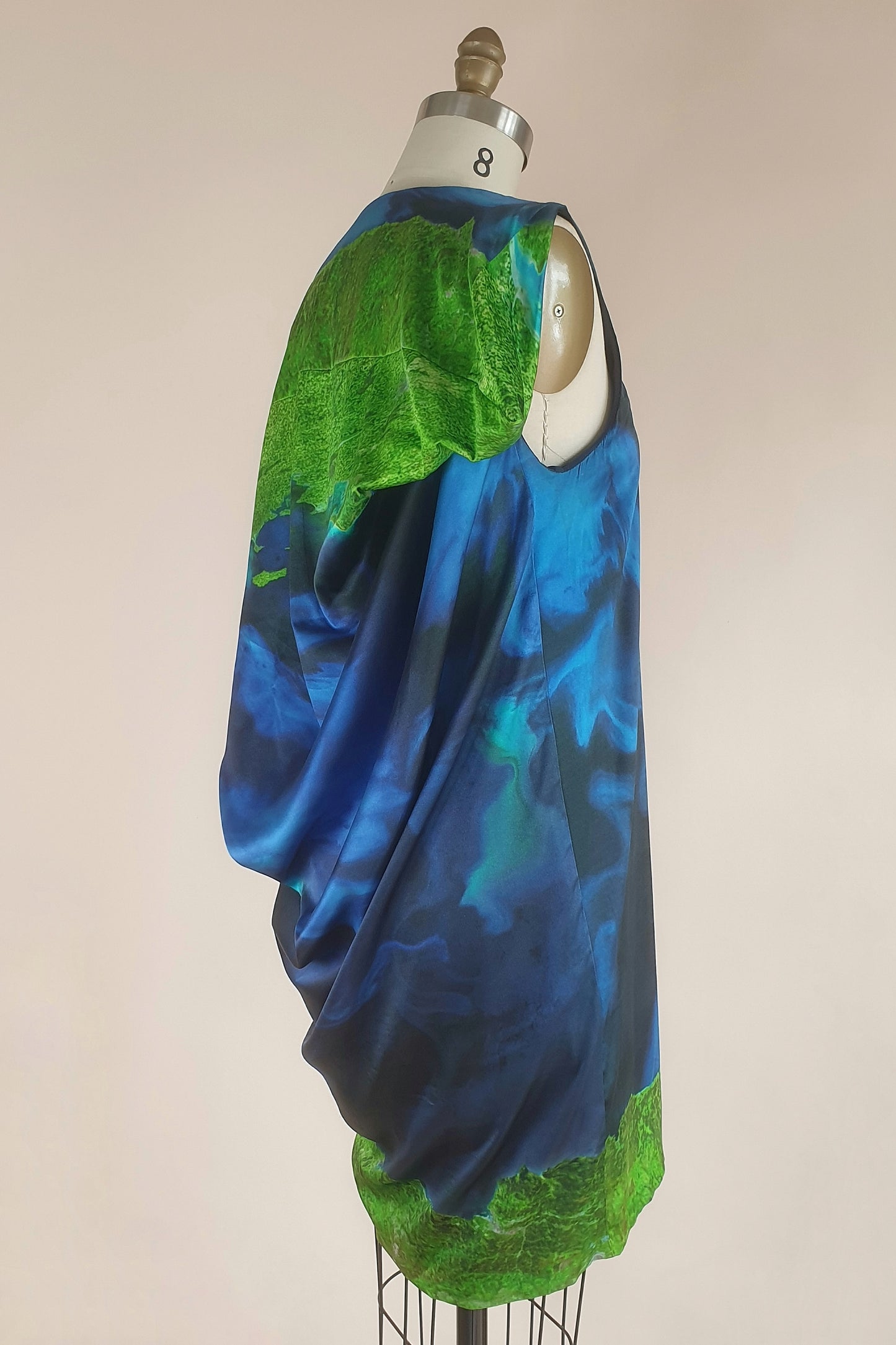 Silk watercolour drape dress Size XS/S