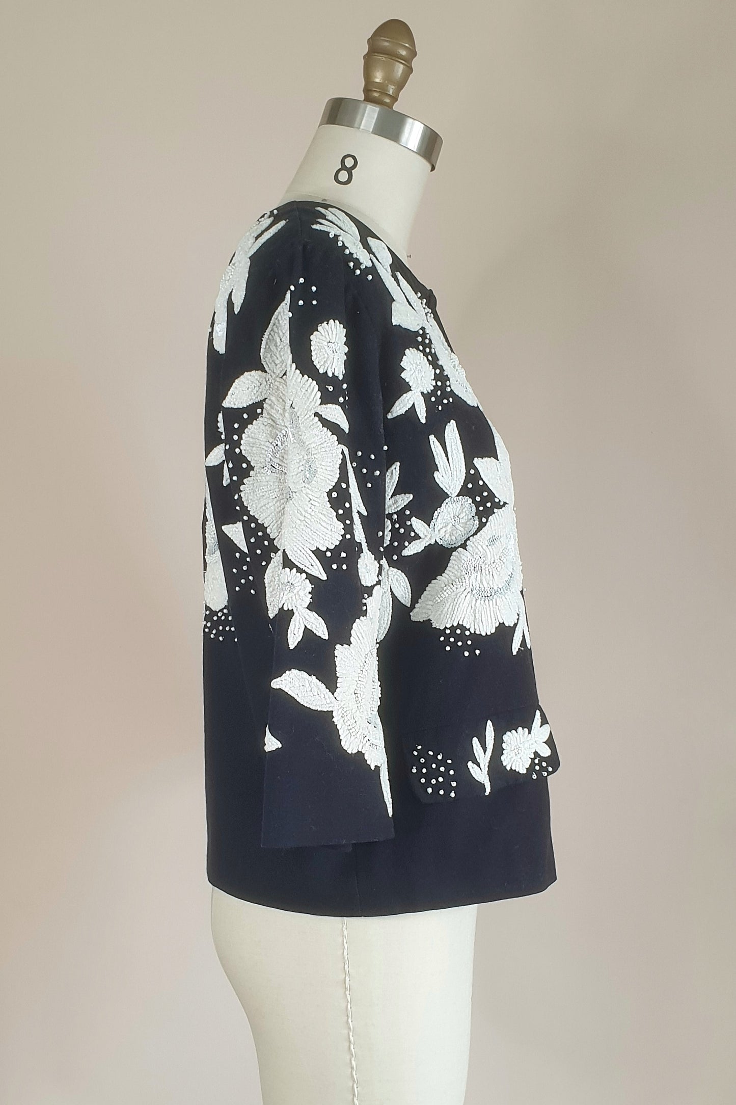 Stunning black jacket with floral beaded detail Size XS/S