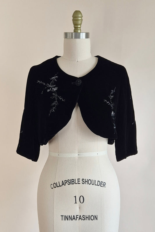 Stunning embroidered velvet bolero Size S