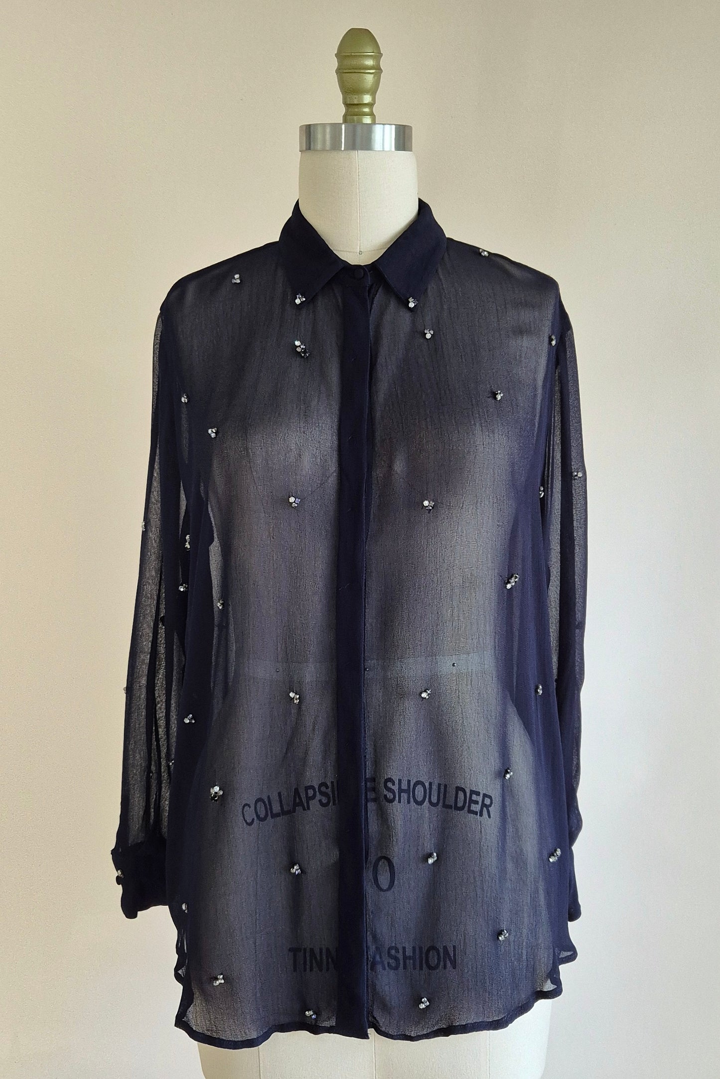 Beautiful sheer embellished shirt Size L