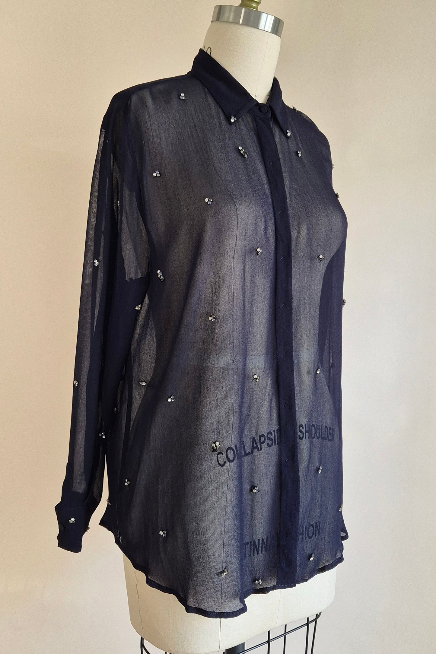 Beautiful sheer embellished shirt Size L