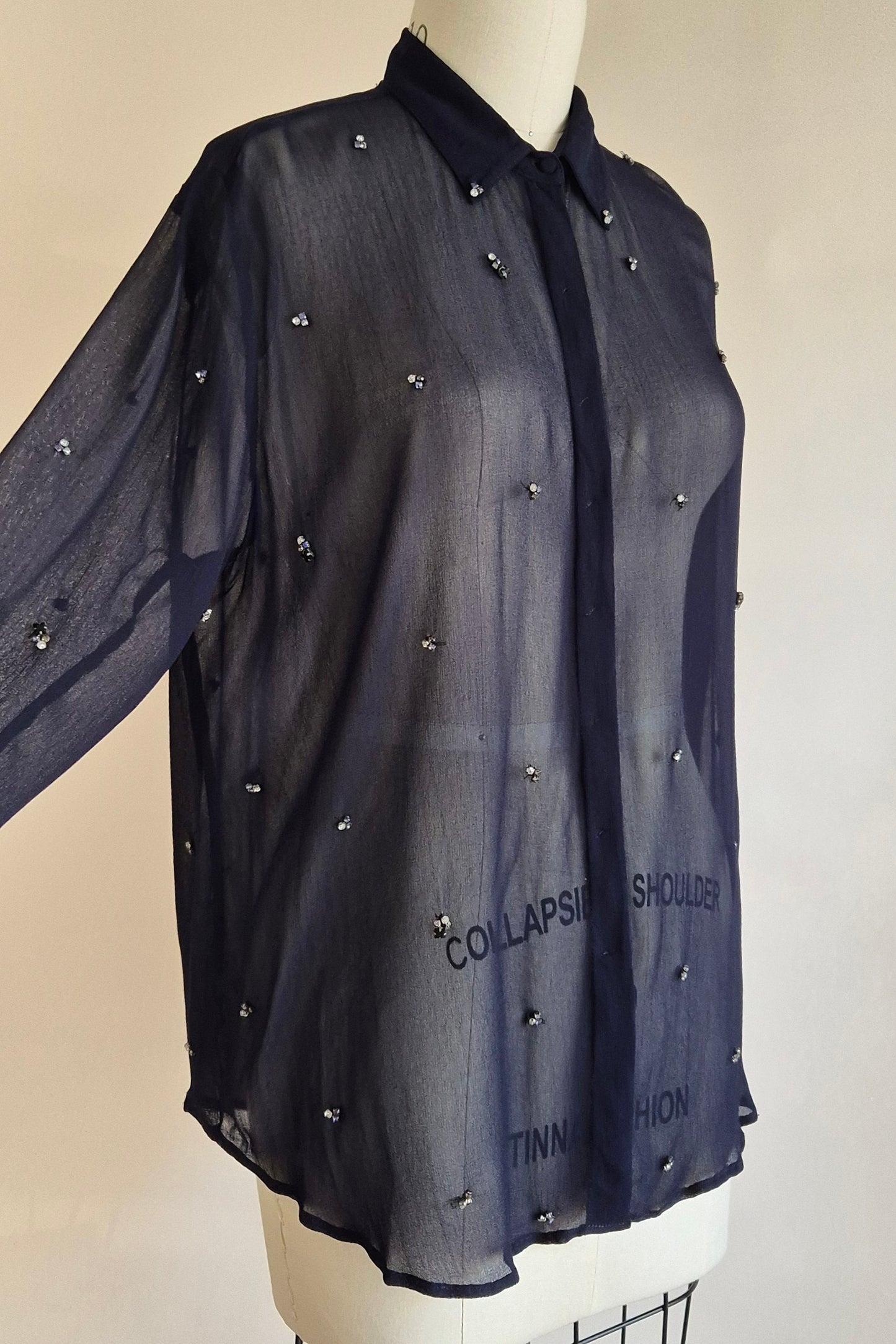 Beautiful sheer embellished shirt Size L