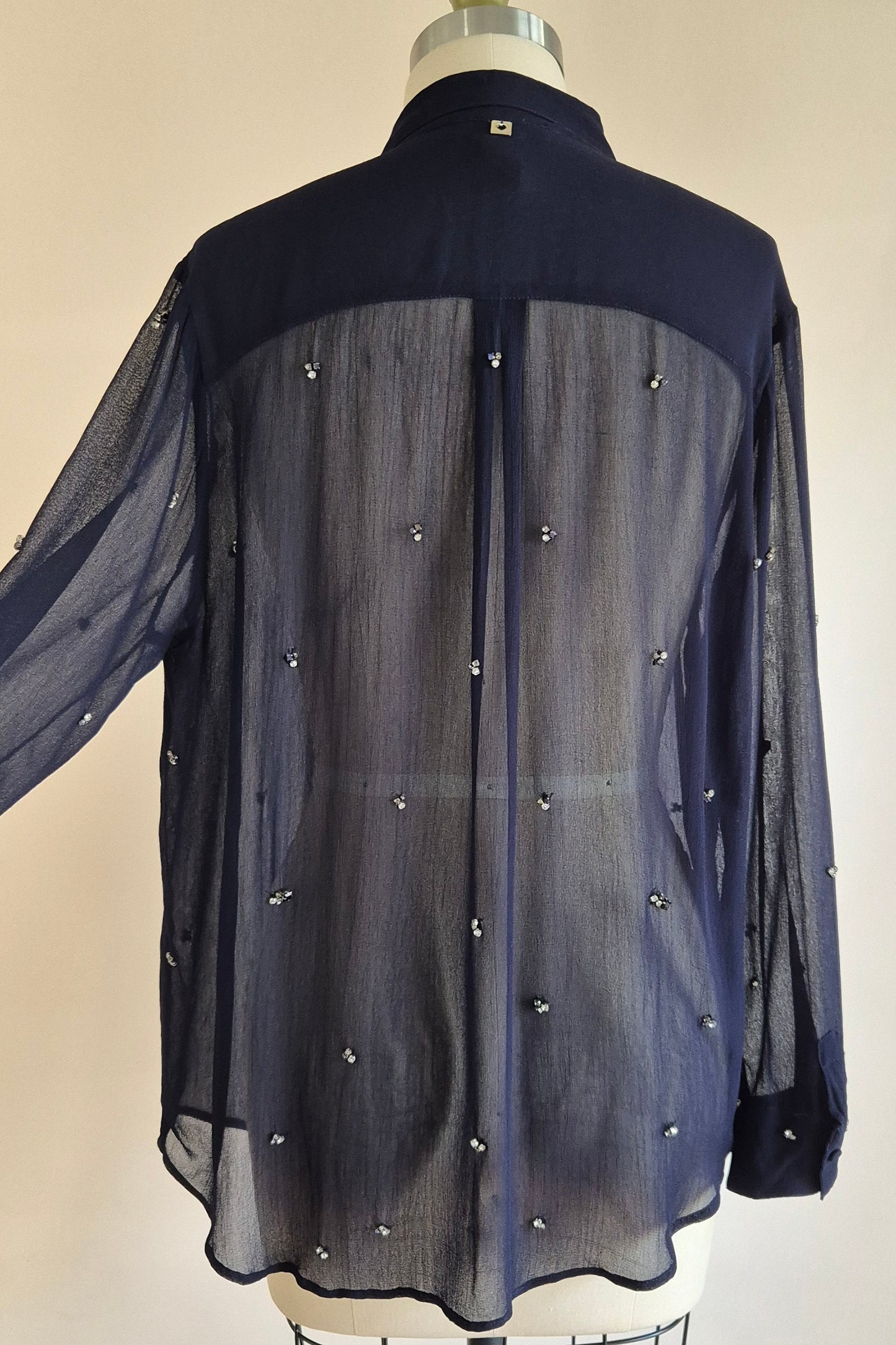Beautiful sheer embellished shirt Size L