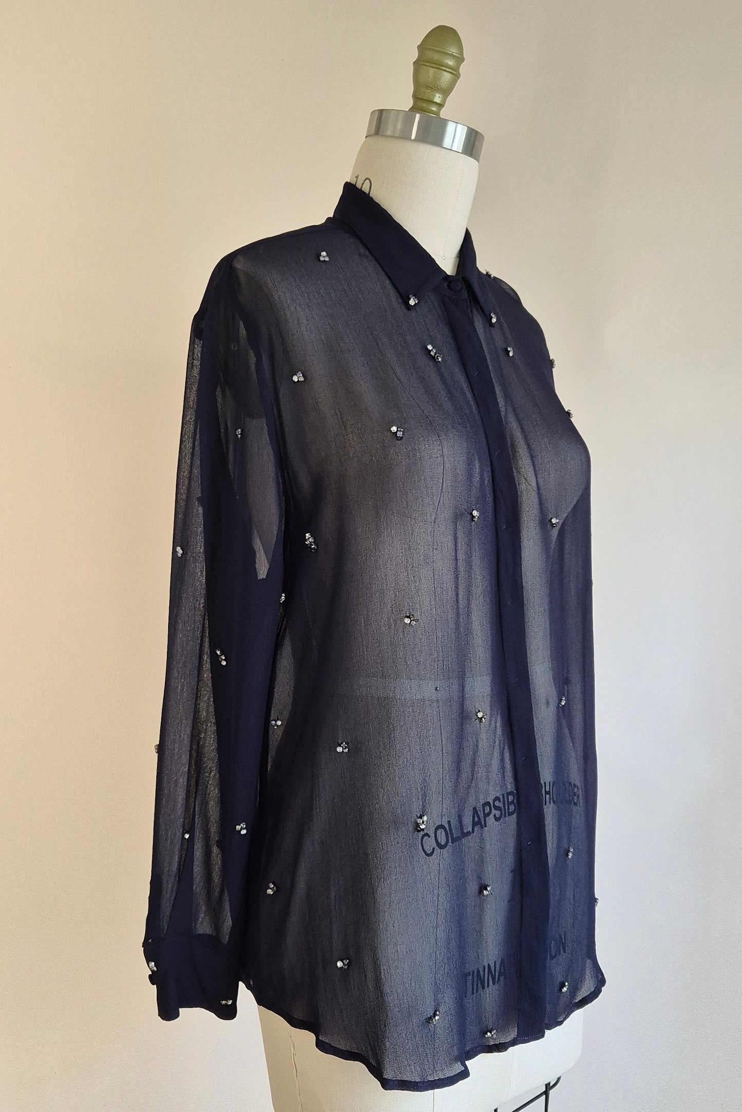 Beautiful sheer embellished shirt Size L