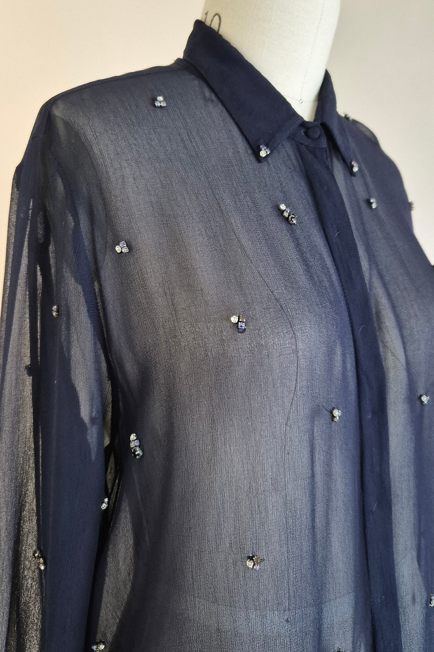 Beautiful sheer embellished shirt Size L