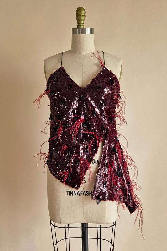 Stunning Youself Akbar embellished sequin top Size XS/S