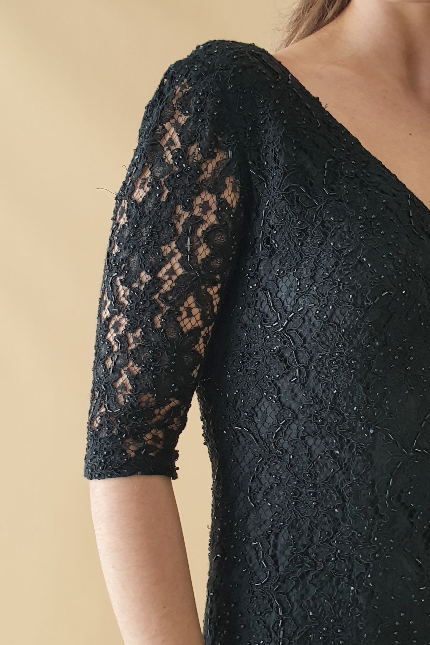 Stunning beaded lace evening dress Size 6