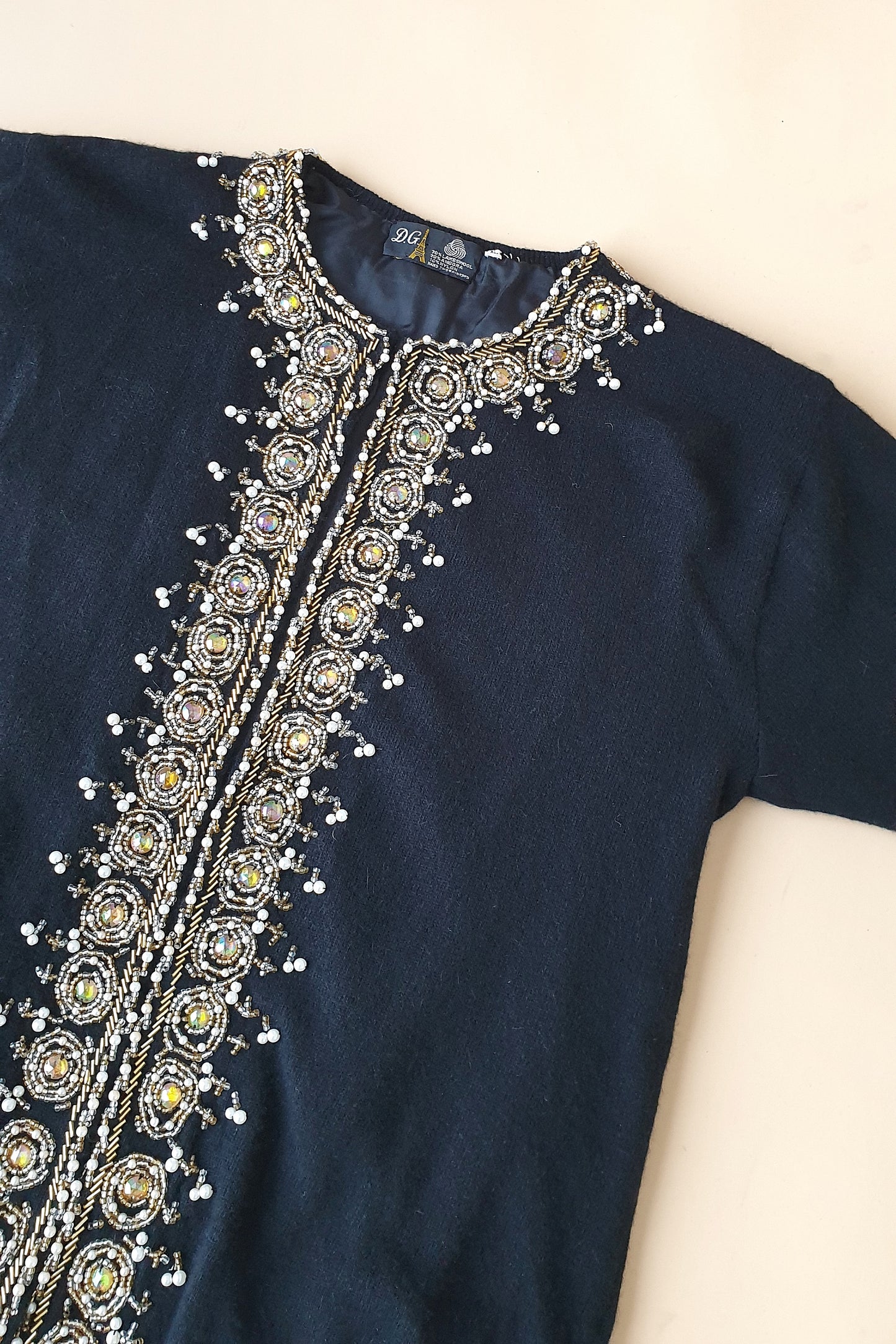 Vintage lambswool and angora blend beaded cardigan Size S